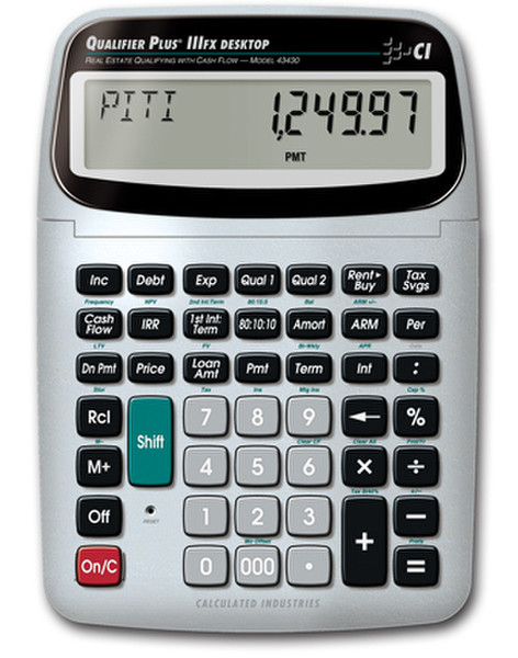 Calculated Industries Qualifier Plus IIIFX-Desktop Desktop Financial calculator Silver