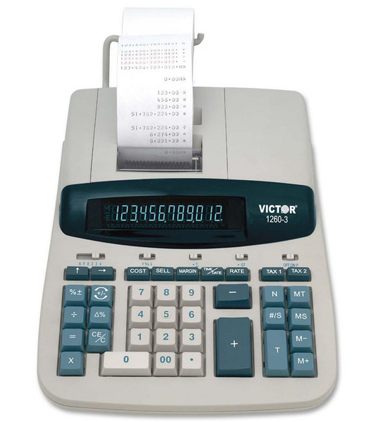 Victor Technology 1260-3 Desktop Printing calculator Grey calculator