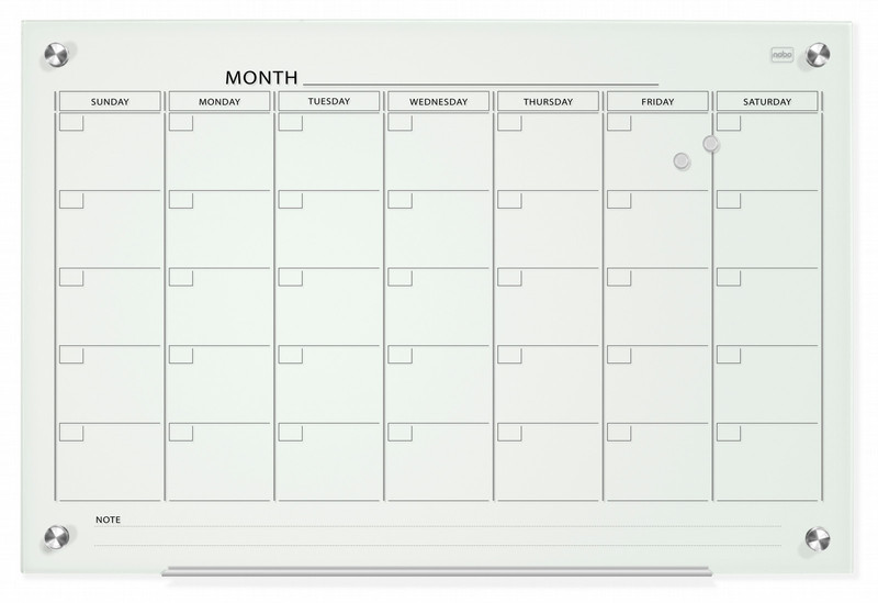 Nobo Diamond Magnetic Calendar Glass Board 900x600mm