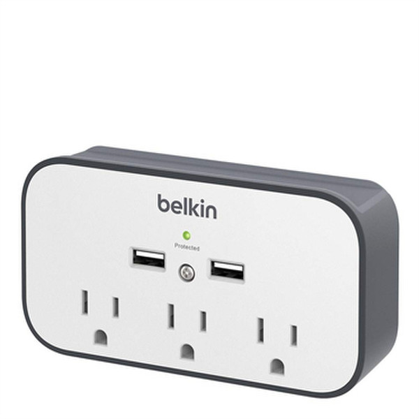 Belkin BSV300TTCW 3розетка(и) Черный, Белый сетевой фильтр