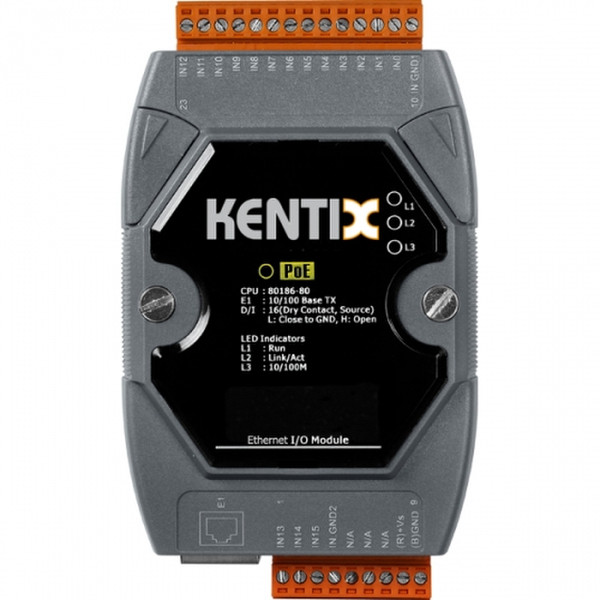 Kentix KIO7052 16канала Ввод/вывод Черный, Серый, Оранжевый digital & analog I/O module