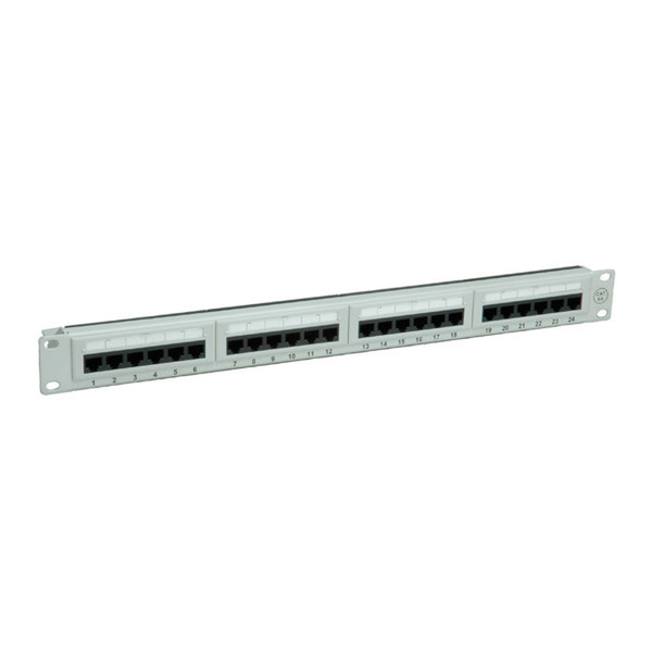 Value Cat.6a 19" Patch Panel, 24 Ports, UTP grey