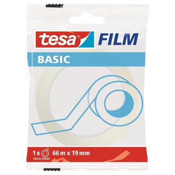 TESA Basic 66м Прозрачный 1шт канцелярская/офисная лента