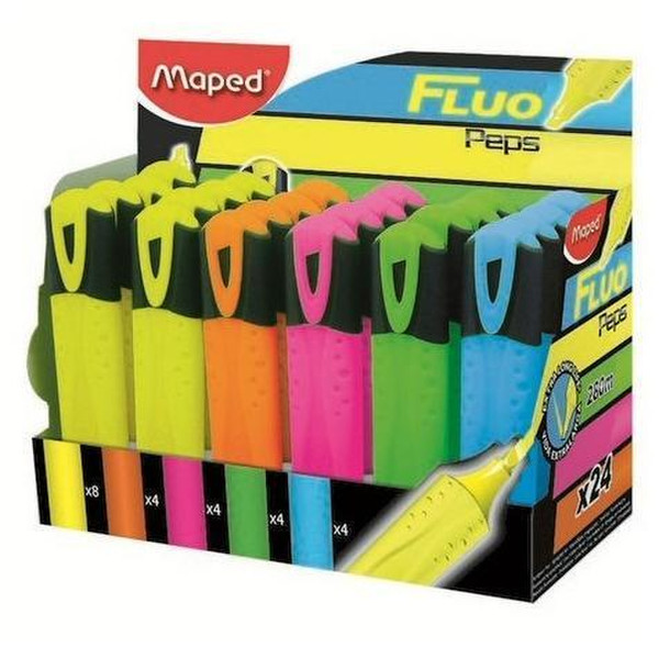 Maped Fluo Peps Classic Синий, Зеленый, Оранжевый, Розовый, Желтый 24шт маркер