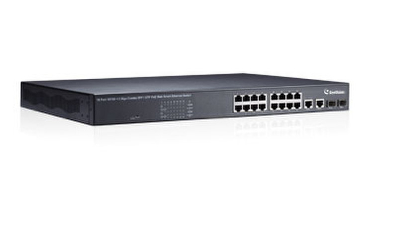 Geovision GV-POE1601 Unmanaged Fast Ethernet (10/100) Power over Ethernet (PoE) 19U Black network switch