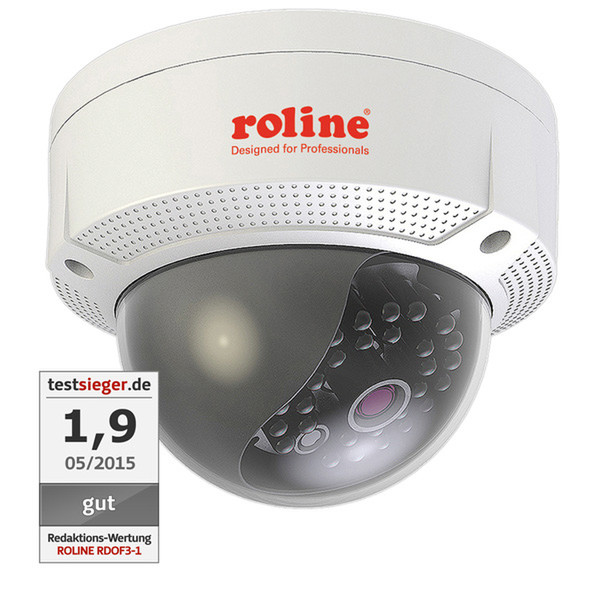 ROLINE 3 MPx Fixed Dome Netzwerkkamera, RDOF3-1, IR-LED, PoE, 4mm Objektiv (70° Blickwinkel), IP66 für den Innen- und Außenbereich
