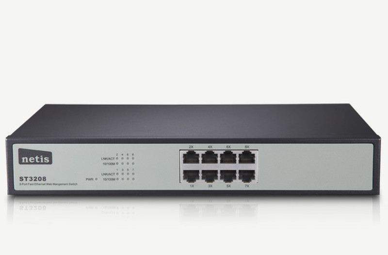 Netis System ST3208 Managed L2 Fast Ethernet (10/100) Black,Grey network switch