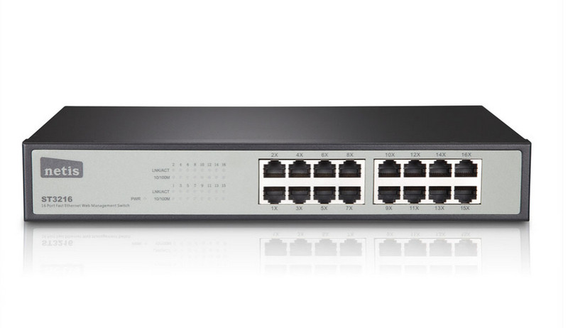 Netis System ST3216 gemanaged L2 Fast Ethernet (10/100) Schwarz, Grau Netzwerk-Switch