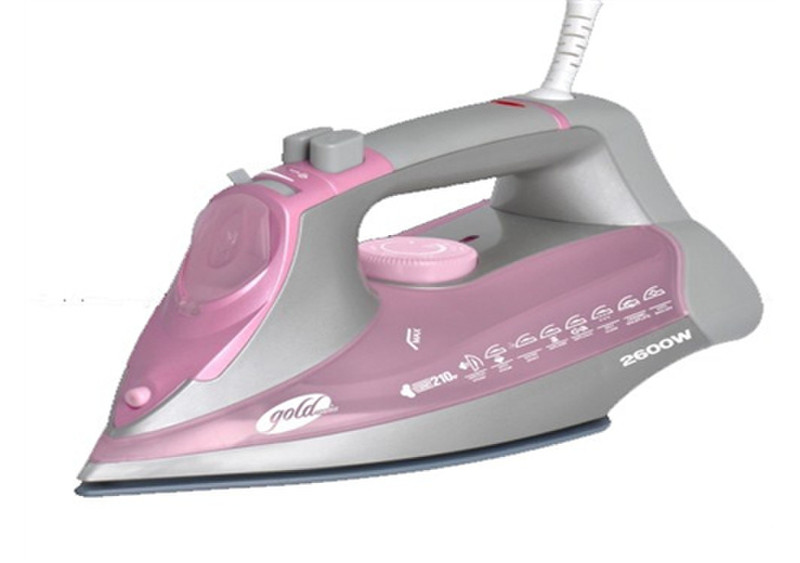 GoldMaster GSI-7603P Aura Steam iron Ceramic soleplate 2600Вт Розовый, Cеребряный