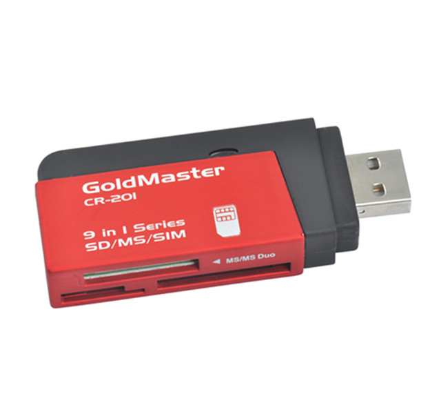 GoldMaster CR-201 USB 2.0 Черный, Красный устройство для чтения карт флэш-памяти