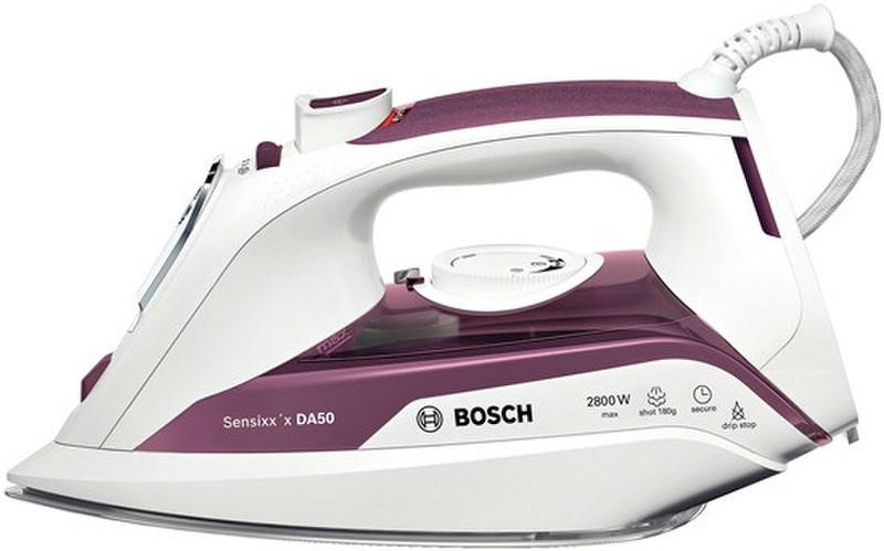 Bosch TDA5028110 Dry & Steam iron 2800Вт Пурпурный, Белый утюг