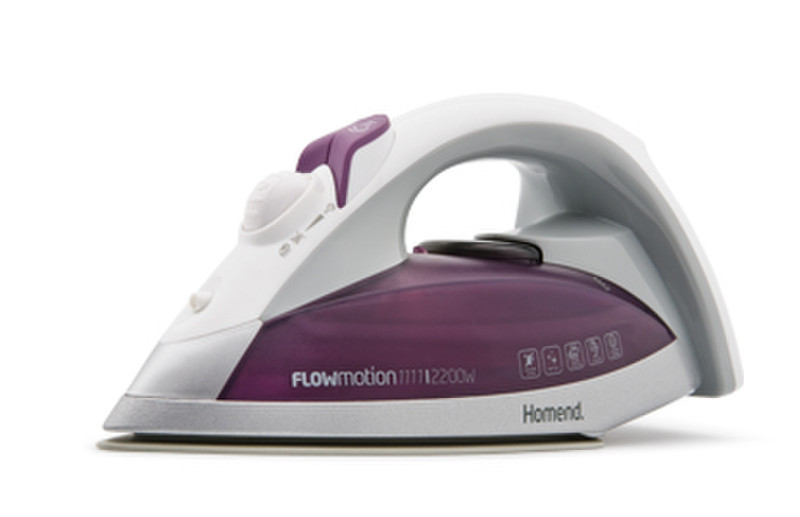 Homend Flowmotion 1111 Dry & Steam iron Ceramic soleplate 2200W Violett, Weiß