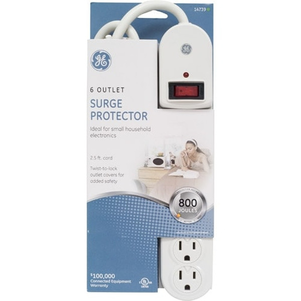 GE 14739 6AC outlet(s) 0.762m White surge protector