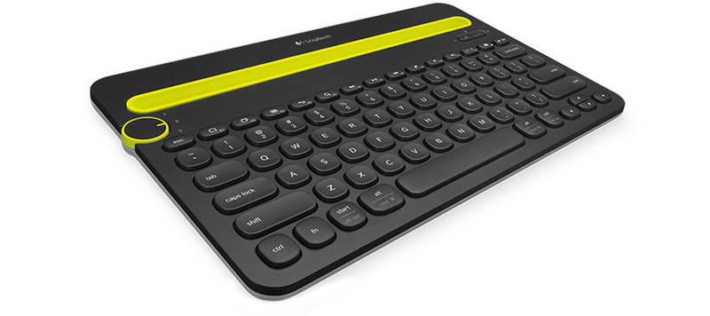 Logitech K480 Bluetooth QWERTY Британский английский Черный, Желтый клавиатура для мобильного устройства