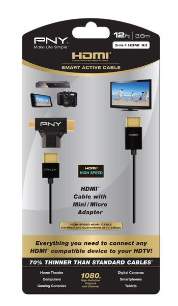 PNY 12ft HDMI Kit 3.6м HDMI HDMI Черный