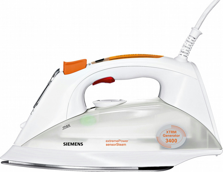 Siemens TS12XTRMW Dry & Steam iron 3400W Durchscheinend, Weiß Bügeleisen