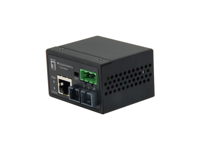 LevelOne Industrial Fast Ethernet Mini Media Converter - 10/100Mbps RJ-45 Copper to 100Mbps SC Single-Mode Fiber, 30KM