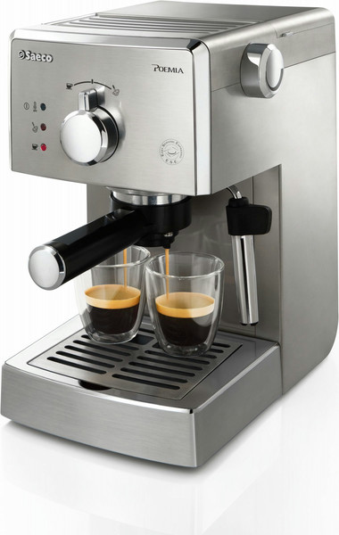 Saeco Poemia HD8427/11 freestanding Semi-auto Espresso machine 1L 2cups Stainless steel coffee maker