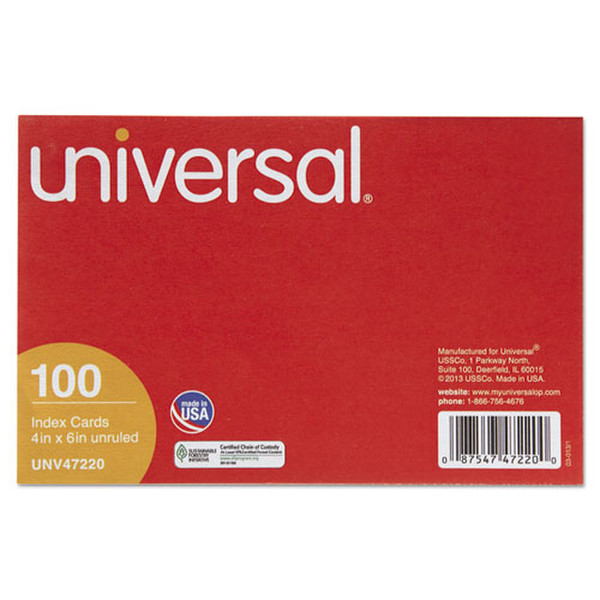 Universal UNV47220 Weiß 100Stück(e) Karteikarte