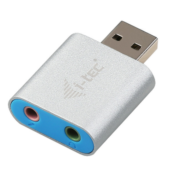 iTEC U2AMETAL USB 2.0 2 x 3.5mm Cеребряный кабельный разъем/переходник