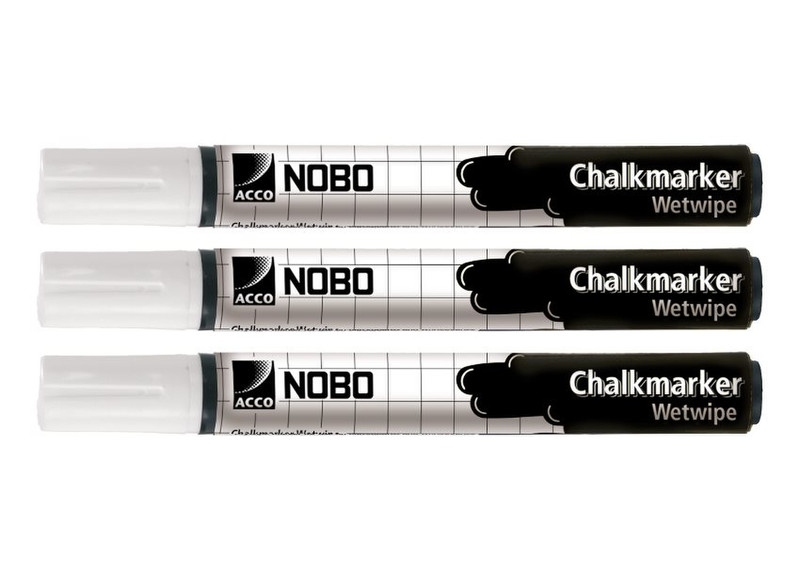 Nobo Chalkmarkers White (3)