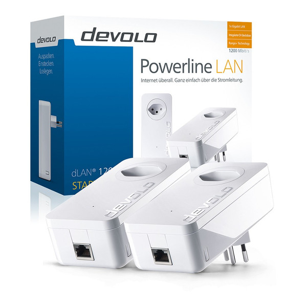 Devolo dLAN 1200+ 1200Мбит/с Подключение Ethernet Белый 2шт PowerLine network adapter