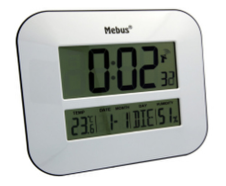 Mebus 41247 Digital wall clock Rechteckig Weiß Wanduhr