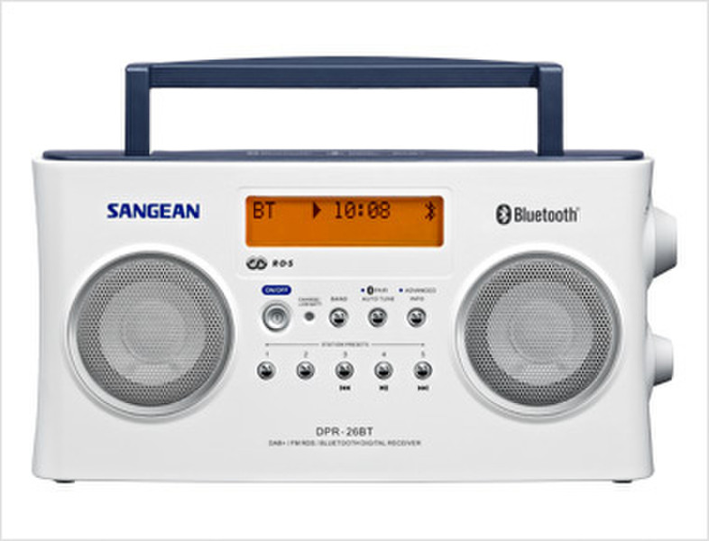 Sangean DPR-26BT Портативный Цифровой Белый радиоприемник