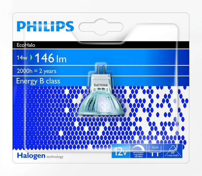 Philips Halogen 8727900932256 14Вт GU4 B Теплый белый галогенная лампа energy-saving lamp