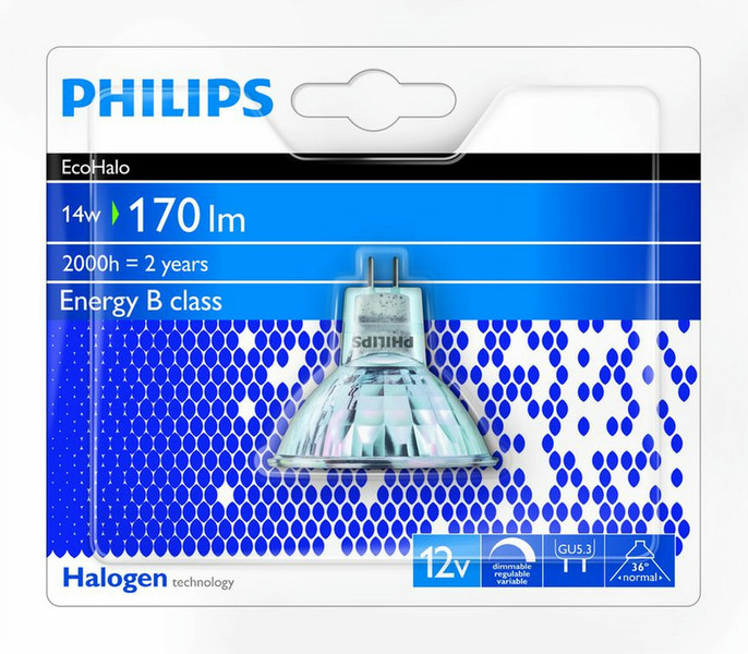 Philips Halogen 8727900932232 14Вт GU5.3 B Теплый белый галогенная лампа energy-saving lamp