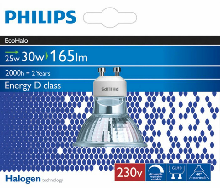 Philips Halogen 8727900932218 25Вт GU10 D Теплый белый галогенная лампа energy-saving lamp