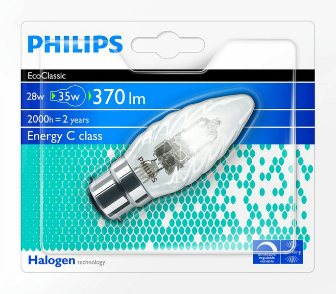 Philips Halogen Classic 8727900931693 28W B22 D Warm white halogen bulb energy-saving lamp