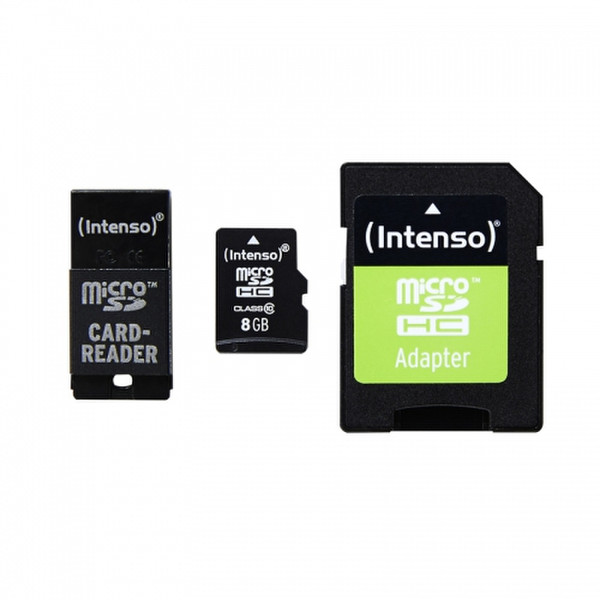 Intenso 8GB MicroSD, SD + USB Adapter 8GB MicroSD Klasse 10 Speicherkarte