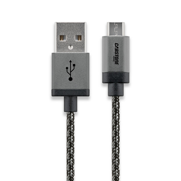 Cabstone 43808 1м USB A Micro-USB B Серый, Металлический кабель USB