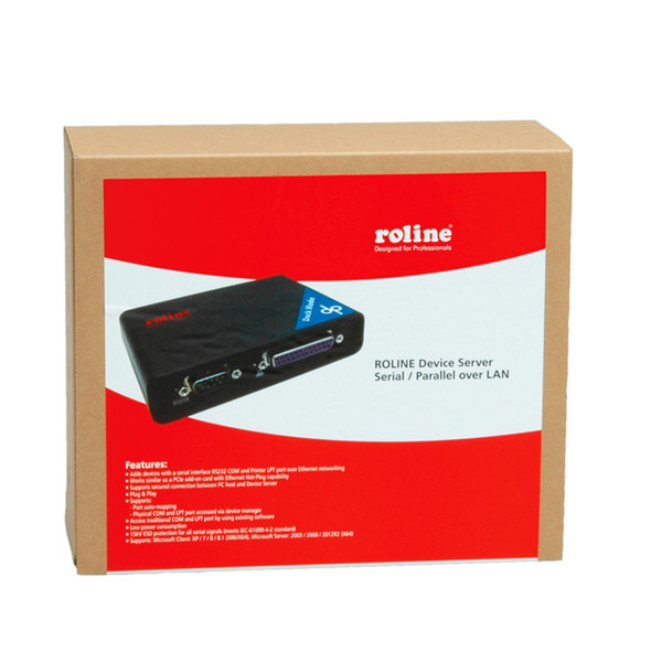 ROLINE Device Server over Ethernet RS232 & Printer Port Replicator