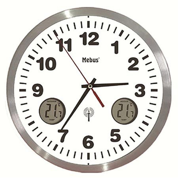 Mebus 41246 Quartz wall clock Круг Черный, Металлический, Белый настенные часы