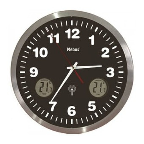 Mebus 41239 Quartz wall clock Круг Черный, Металлический, Белый настенные часы