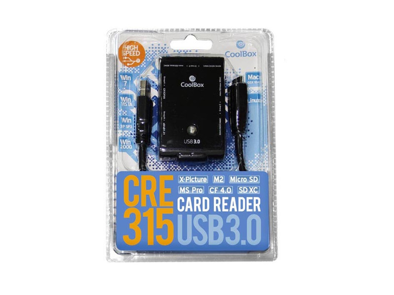 CoolBox CRE 315 USB 3.0 Черный устройство для чтения карт флэш-памяти