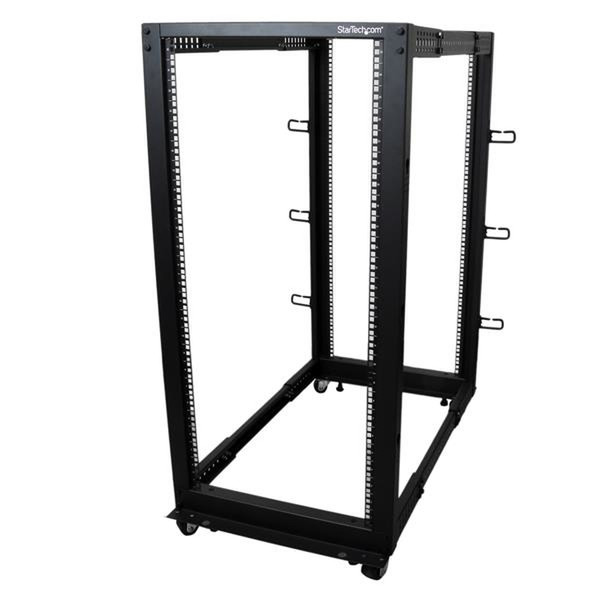 StarTech.com 25HE 4 Pfosten Open Frame Server Rack tiefenverstellbar mit Rollen / Nivellierfüße und Kabelverwaltung