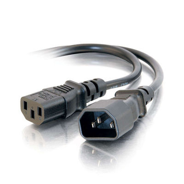 C2G 5ft 250V 16 AWG Power Cord Extension (IEC320C13 -> IEC320C14) 1.5m C14 coupler Black power cable