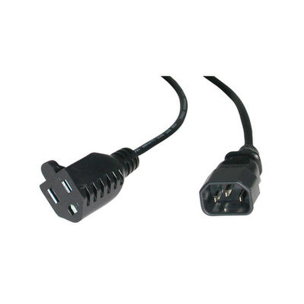 C2G 2ft 16 AWG Monitor Power Adapter Cable (NEMA 5-15R to IEC320C14) 0.60м Разъем C14 Черный кабель питания