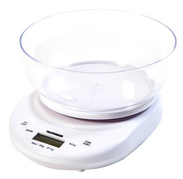 Telefunken M01211 Electronic kitchen scale Прозрачный, Белый кухонные весы