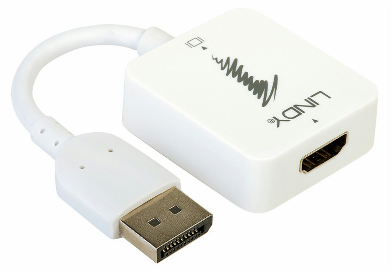 Lindy 38146 HDMI DisplayPort White video cable adapter