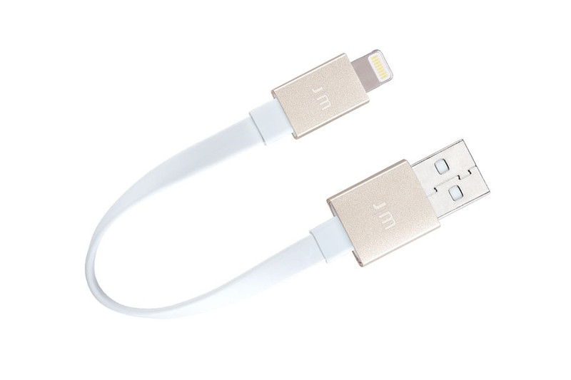 JustMobile AluCable Flat Mini 0.1m USB A Lightning Gold,White