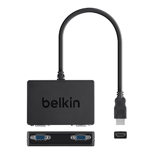 Belkin F2CD063 HDMI 2 x VGA (D-Sub) Black video cable adapter