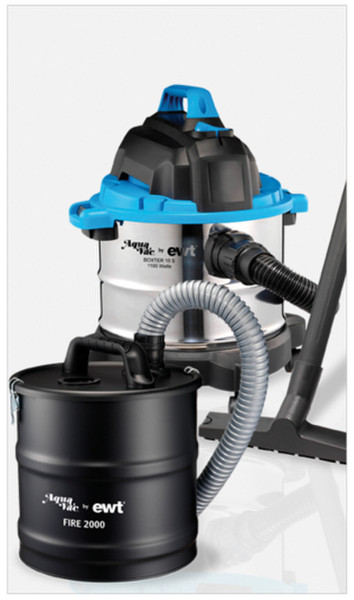 AquaVac BOXTER 15 S + FIRE 2000 Drum vacuum cleaner 15L 1100W Black,Blue,Stainless steel