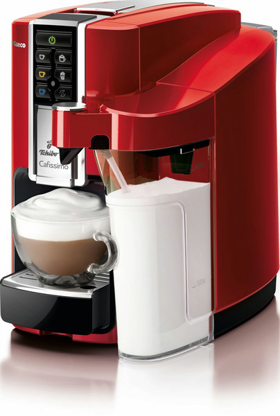 Caffisimo Latte HD8603/51 freestanding Fully-auto Pod coffee machine 1L Red coffee maker