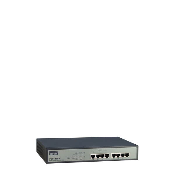 Inter-Tech PE6108GH Unmanaged L2 Gigabit Ethernet (10/100/1000) Power over Ethernet (PoE) 1U Black
