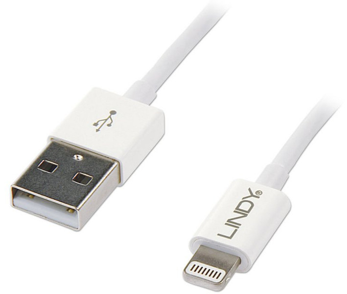 Lindy 31349 0.5м USB A Lightning Белый кабель USB