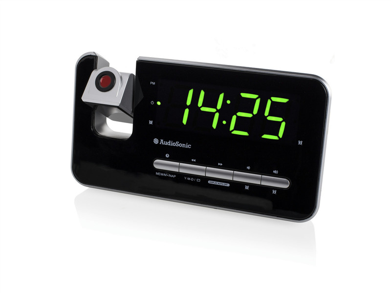 AudioSonic CL-1492 Uhr Digital Schwarz, Silber Radio